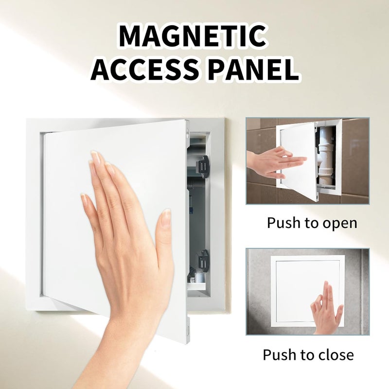 Jranter Access Panel for Drywall Metal Magnetic Push to Open Plumbing Electrical Ceiling Access Door Wall Hole Cover White (White, 14 x 14) - Image 3